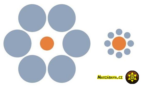Který oranžový kruh je větší?